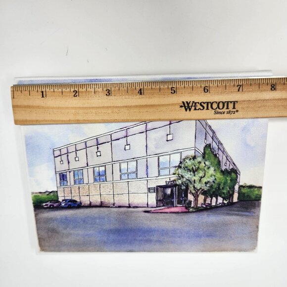The Office Pam's Watercolor Painting Dunder Mifflin Building Art Canvas 8"x6" - Picture 4 of 6